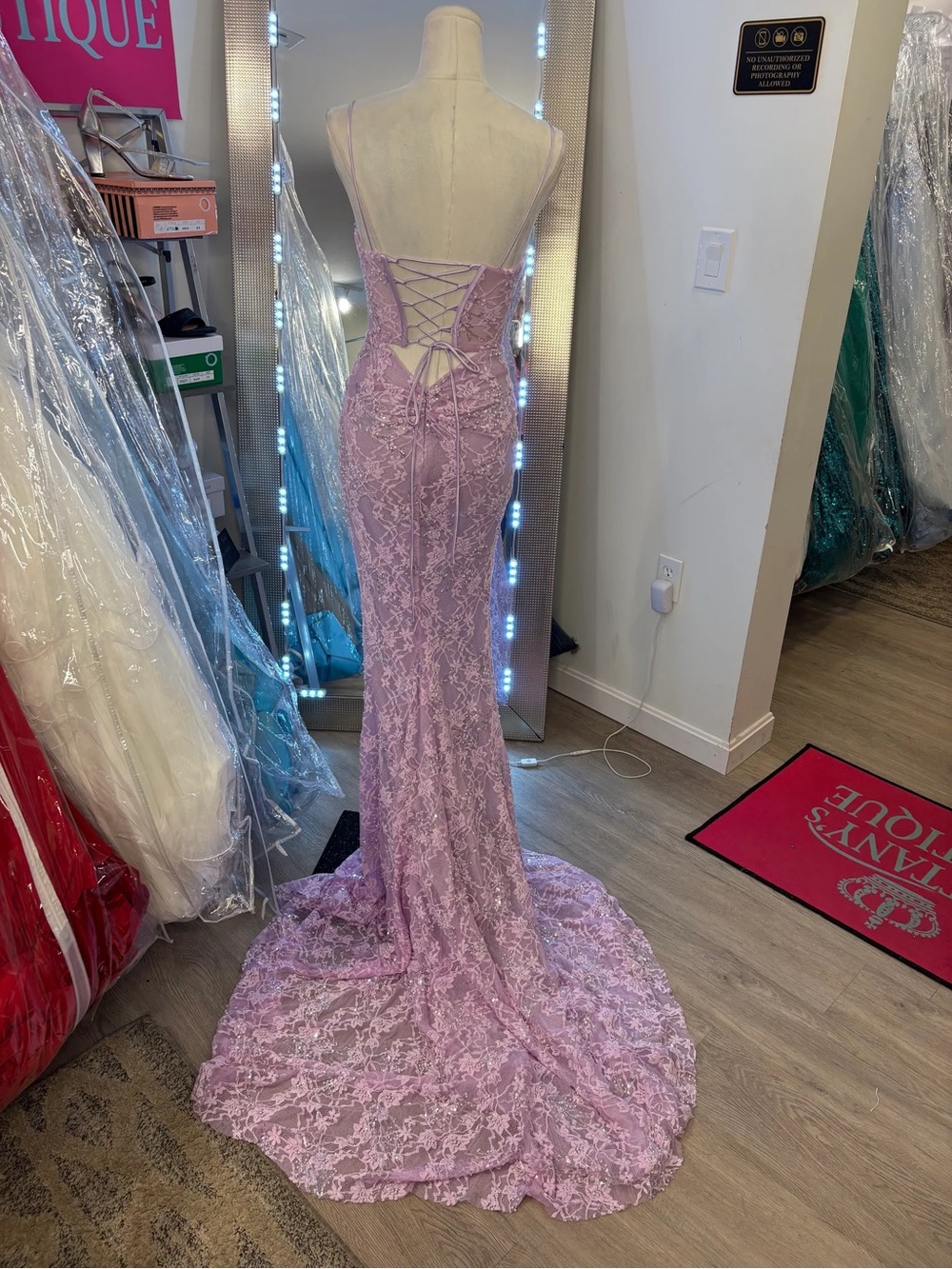 Jovani Lilac Lace Corset Prom Gown - Picture 2 of 2